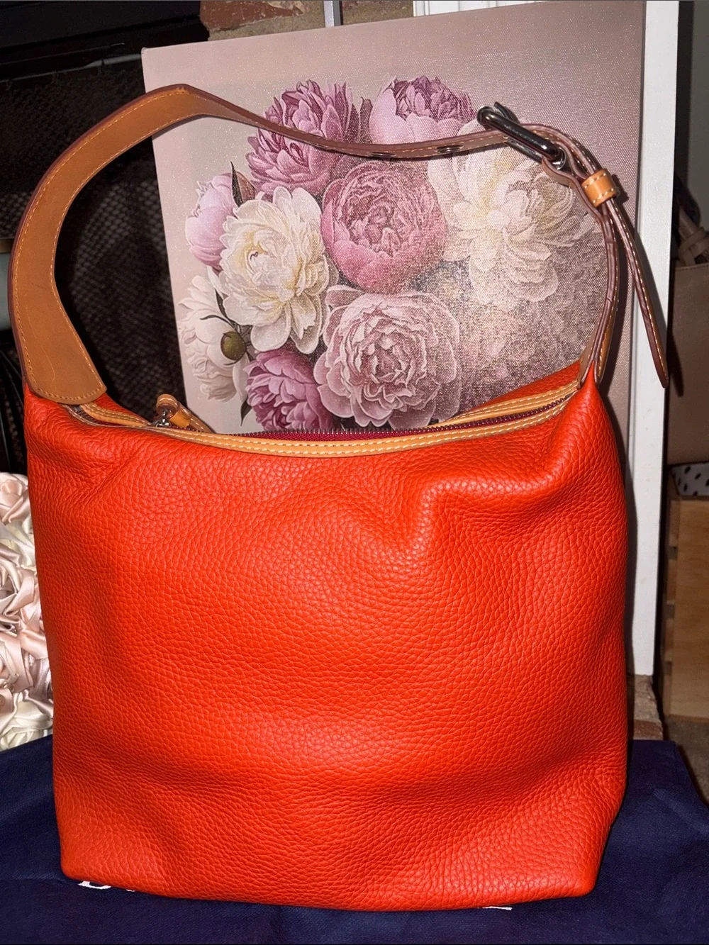 Dooney & Bourke Patterson Pebble Leather Paige Sac in orange/clementine